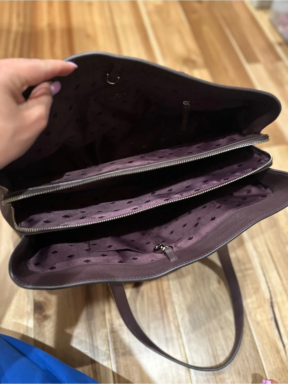 kate spade Leather Laptop Tote in Deep Plum